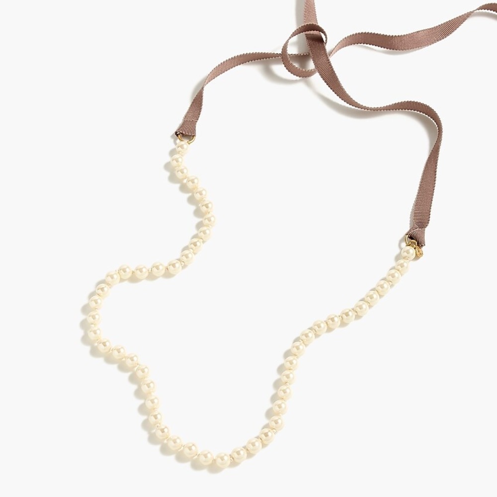 J Crew Pearl & Ribbon Necklace